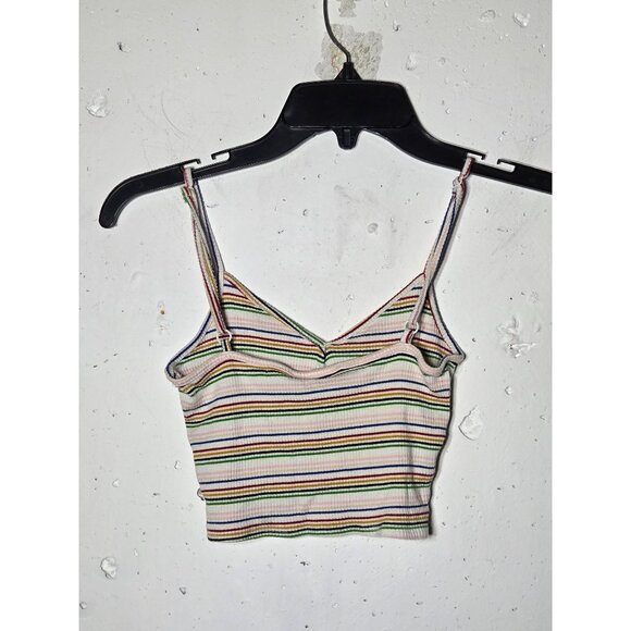 Forever 21 Women Multicolor Striped Cropped Tank Top Size Small Rainbow Festival - Picture 2 of 8